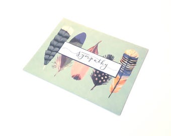 Sympathy Greeting Card - With Deepest Sympathy/Feather Greeting Card/Grief and Mourning Card/Condolence Card/Feather Stationery