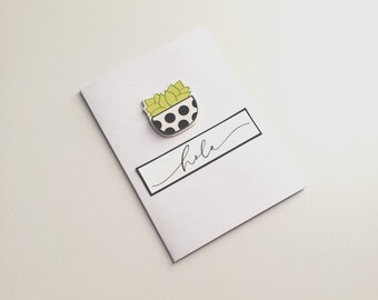 Cactus Greeting Card - Hola/Thinking of You Greeting Card/Cactus Stationery/Succulent Stationery/Any Occasion Greeting Card - Hello