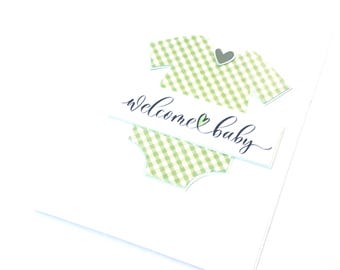 Baby Shower Greeting Card with Baby Body Suit - Congratulations/New Baby Card/Pregnancy & Expectant Mother Card/Baby Bodysuit Greeting Card
