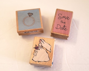 Wedding Themed Rubber Stamps/Bridal Shower Rubber Stamps/Engagement Rubber Stamps/Woodmounted Rubber Stamps/Papercrafting Stamps/Destash