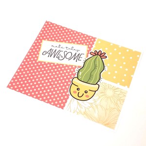 Any Occasion Handmade Greeting Card with Cactus Plant - Make Today Awesome/Encouragement Card/Cactus Notecard/Cactus Stationery/Plant Card
