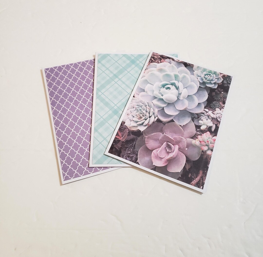 Patterned Note Card Set/notecards/succulent Themed Patterned Notecards ...