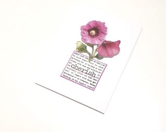 Wedding or Anniversary Greeting Card with Fuchsia Flowers - Cherish/Any Occasion Greeting Card