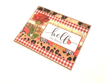Any Occasion Friendship Greeting Card - Hello My Friend/Ladybug Greeting Card/Hello Notecard/Friendship Card/Ladybug Stationery/Hello