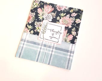 Thinking of You Greeting Card with Succulents and Plaid - Thoughts of You/Thinking of You Notecard/Succulent Stationery/Succulent Notecard