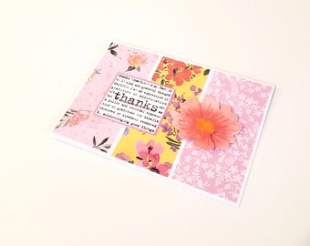 Thank You Greeting Card - Thanks/Thank You Note/Gratitude Note/Gratitude Card/Lavender Floral Notecard/Handmade Greeting Card