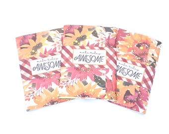 Sunflower Themed Folio Style Scratchpad Journal - Make Today Awesome/Pocket Notepad/Mini Journal/Notepad/Sunflower Stationery