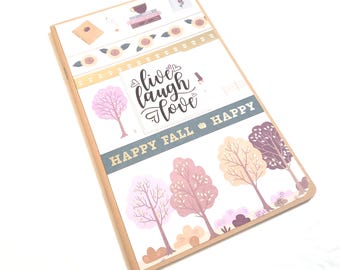 Fall Themed Journal - Live Laugh Love/Skinny Notepad/Travelers Notebook Insert/Grid Dot Journal/Fall Junk Journal