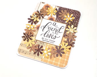 Friendship Greeting Card with Paper Flower Wreath - A Friend Loves at All Times - Proverbs 17:17/Friendship Card/Any Occasion Card