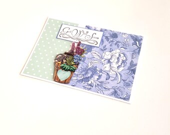 Get Well Soon Greeting Card/Get Well Card/Illness Recovery Greeting Card/Encouragement Card/Polka Dot and Floral Greeting Card