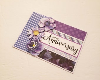 Anniversary Greeting Card - Happy Anniversary/Anniversary Note Card/Wedding Anniversary Greeting Card/Blue and Lavender Greeting Card