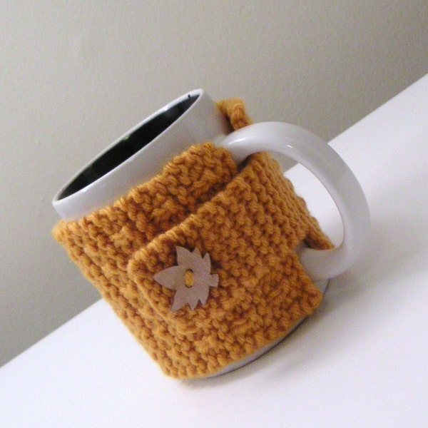 Pumpkin Orange Hand Knit Mug Cozy