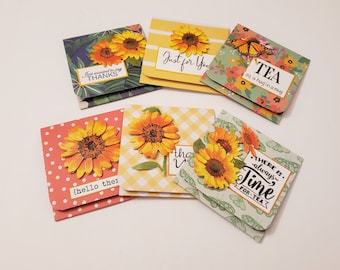 Set of Tea Cards/Tea Favors/Set of Assorted Tea Favors/Mini Note Cards with Tea Bag/Tea Bag Favor/Party Favor/Tea Bag Gift Set/Tea Gift Set
