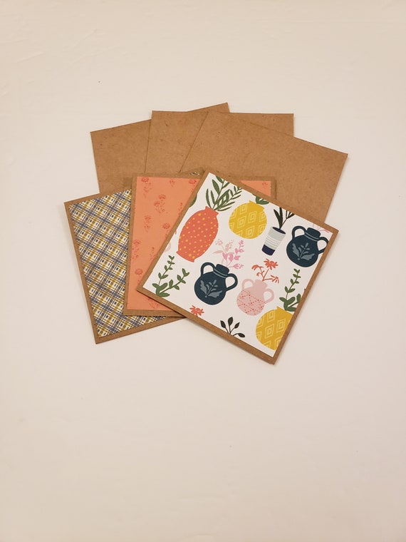 Mini Note Card Set/gift Tag Set/pottery Themed Mini Note Cards/note Card  Set/small Note Cards/gift Tag Set/mini Patterned Note Card Set 