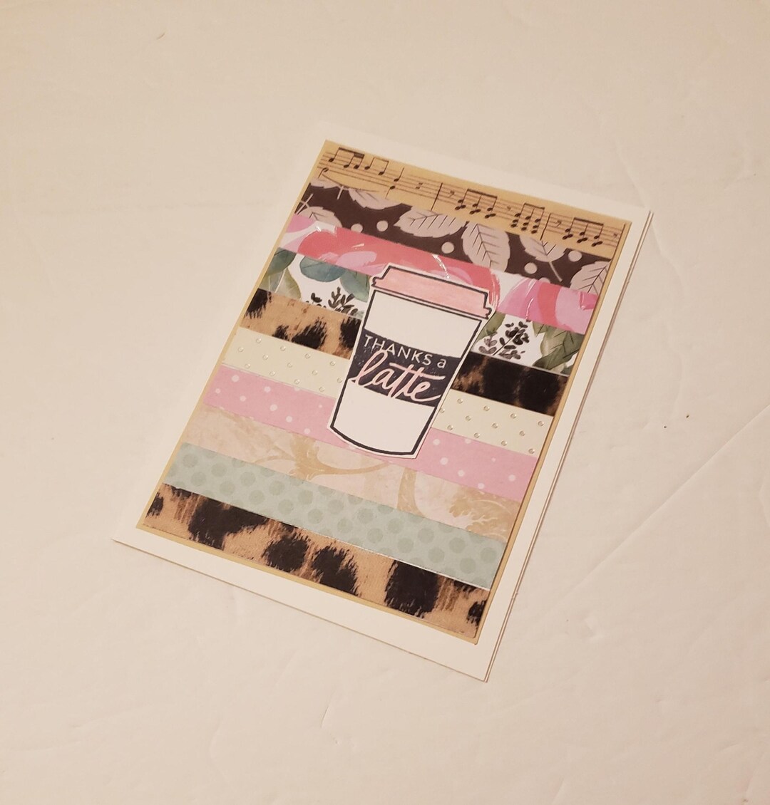 Thank You Greeting Card With Coffee Cup - Thanks a Latte/thank You Note ...