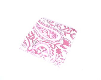 Pink and White Paisley Sticky Notes Pad