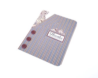Pin Striped Suit and Necktie Note Card - Thanks So Much/Masculine Note Card/Suit and Tie Card/Masculine Stationery/Thank You Note