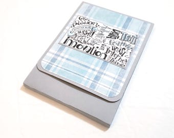 Blue and White Plaid Notepad/Scratch Pad Journal/Small Writing Tablet with Word Art/Pocket Notepad/Small Journal/Blue Lined Notepad