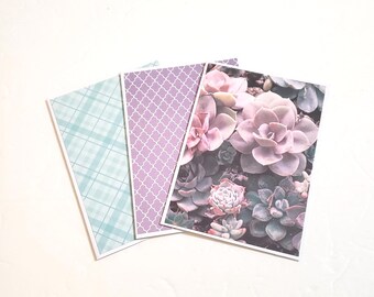 Patterned Note Card Set/Notecards/Succulent Themed Patterned Notecards/Blank Notecards/Any Occasion Notecards/Succulents/Stationery Set