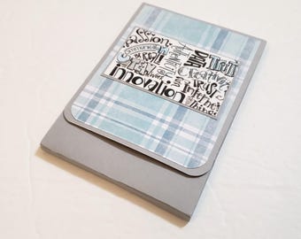 Blue and White Plaid Notepad/Scratch Pad Journal/Small Writing Tablet with Word Art/Pocket Notepad/Small Journal/Blue Lined Notepad