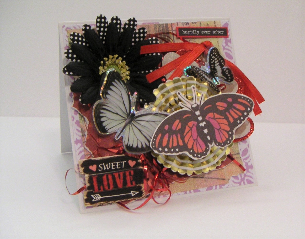 Mixed Media Greeting Card/Layered Dimensional Square Greeting Etsy