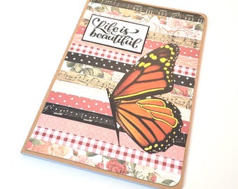 Monarch Butterfly Journal - Life is Beautiful/Inspirational Journal/Writing Tablet/Mosaic Journal/Notepad/Butterfly Stationery/Butterfly