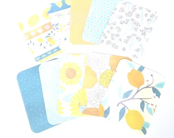 Set of Ten Journaling Cards/Journaling Cards/Lemon and Floral Journaling Cards/Journal Cards/Flat Mini Note Cards/Lunch Box Notes/Note Cards