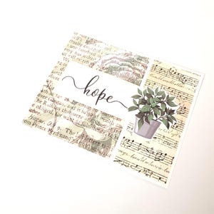 Sympathy Greeting Card with Plant and Sheet Music - Hope/Encouragement Card/Grief and Mourning Card/Condolences Card/Plant Stationery