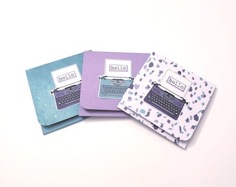 Tea Favors/Tea Favor Gift Set/Typewriter Note Card Set/Tea Party Favors/Tea Cards with Typewriters/Tea Bag Envelope/Tea Bag Holder/Tea Gift
