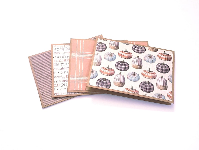 Set of Four Fall Themed Patterned Notecards/fall Notecards/fall ...