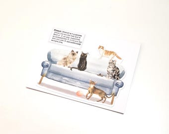 Friendship Greeting Card with Cats on Sofa - Friend/Any Occasion Greeting Card/Cat Notecard/Pet Sympathy Card