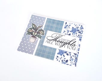 Sympathy Greeting Card with Potted Plant/Grief and Mourning Card/Thinking of You Card