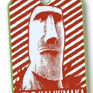 Digital Printable Easter Island Moai Tiki Christmas Gift Tags Featuring The Art of Robert Jimenez