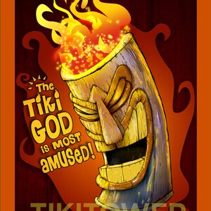 Tiki God Is Most Amused - Tiki Bar Funny Man Cave Print
