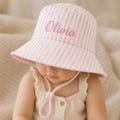 Personalized Baby Sun Hat Embroidered Baby Bucket Hat Newborn Baby Shower Gift New Mom Gift Baby Girl Pink Beach Hat