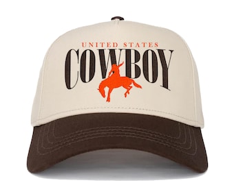 Gorra de vaquero vintage con bordado, gorra snapback de vaquero de EE. UU., gorra de béisbol de vaquero, gorra de vaquero vintage de dos tonos