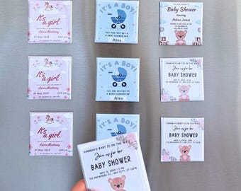 Imanes para baby shower, imanes personalizados, imanes con foto, invitaciones para baby shower, recuerdos de fiesta, regalos para baby shower, imanes con foto.