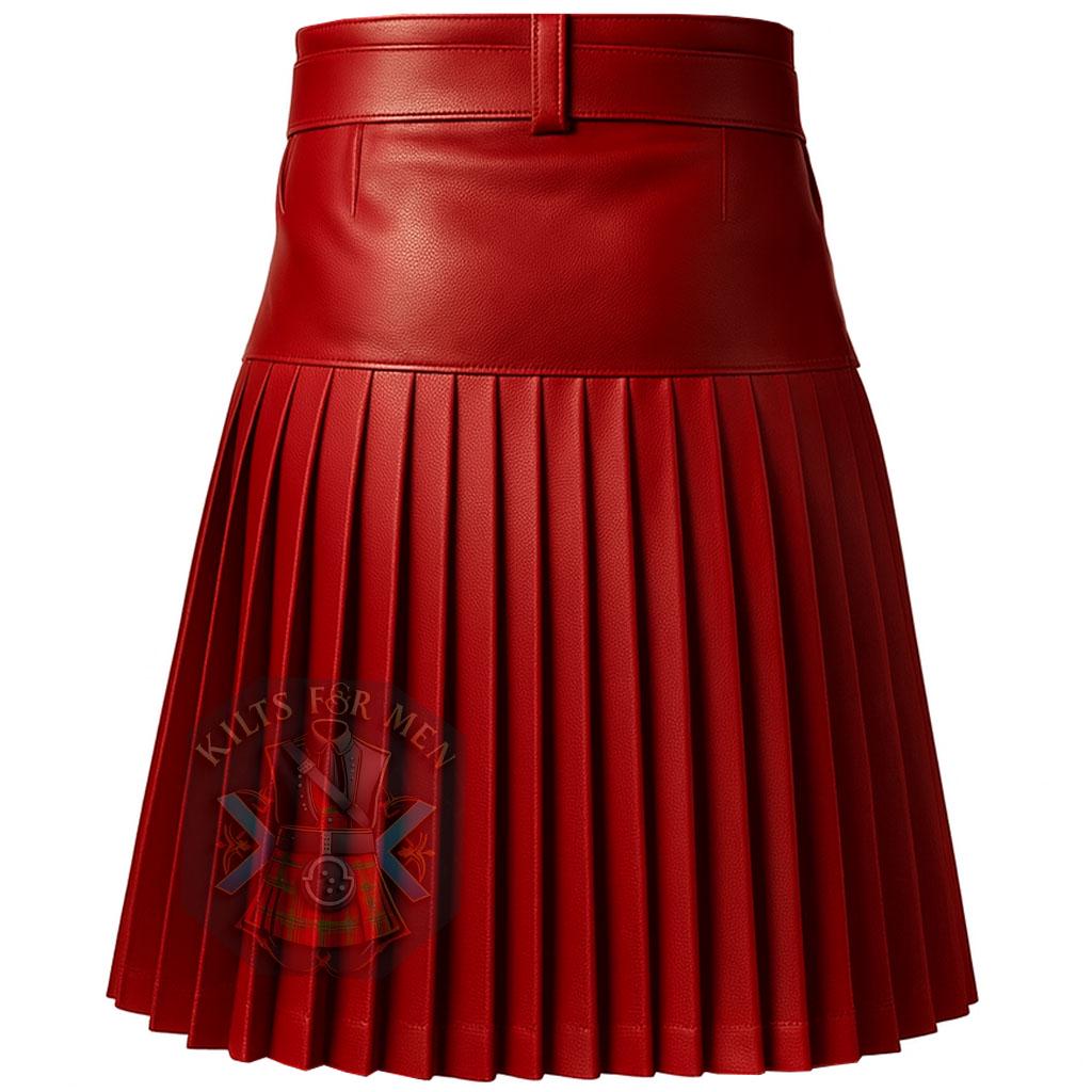 Red Leather Utility Kilt for Men – Modern Gothic Style Kilt Every