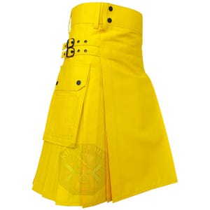 Yellow Cotton Utility Kilt - Modern Workwear Style