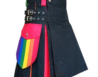 Rainbow Pride Hybrid Kilt for Men: LGBTQ Festival Outfit