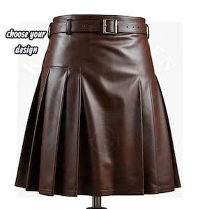 Soft Brown Leather Kilt Skirt: Women's Modern Everyday Style
