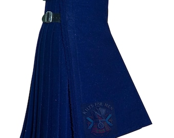 Men's Navy Blue Wool Kilt: Modern Scottish Highland Style -Winter Wool