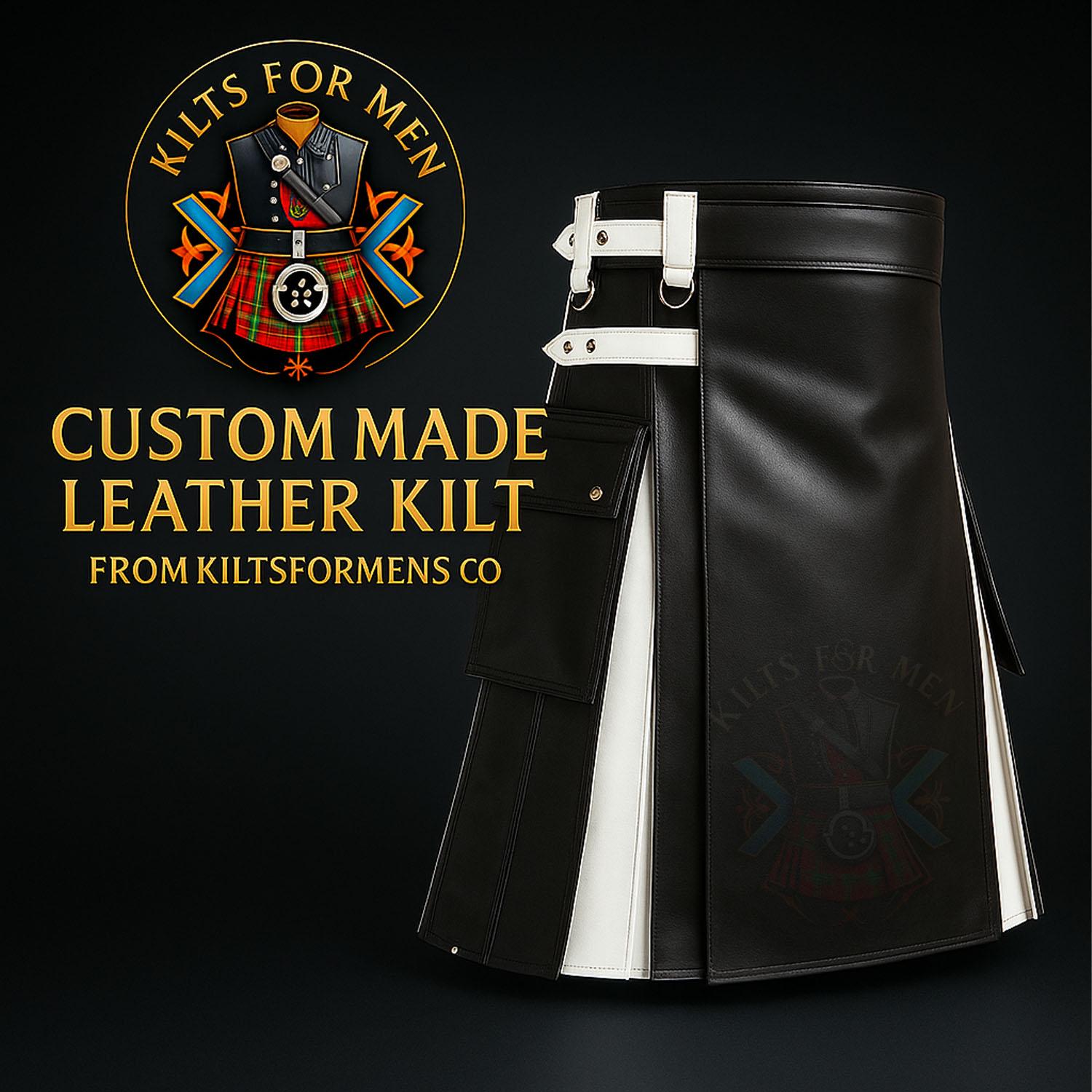 Red Leather Utility Kilt for Men – Modern Gothic Style Kilt Every