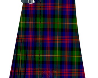 Clan Logan Tartan Kilt: Traditional Scottish Stitched Kilt, Adjustable Waist