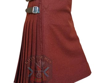 Brown Wool Kilt: Traditional Highlander Style Real Wool Winter Scottish Trend