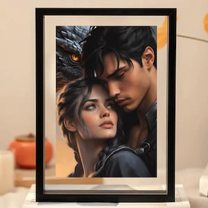 Violet & Xaden Fanart · Basgiath Dragon Riders Art · Fourth Wing Inspired Printable · Fantasy Romance Wall Art + Phone Wallpapers