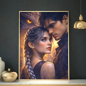 Violet & Xaden Romantasy Wall Art – Dragon Riders Fantasy Print – Dark Romance Bookish Decor – 4K Printable