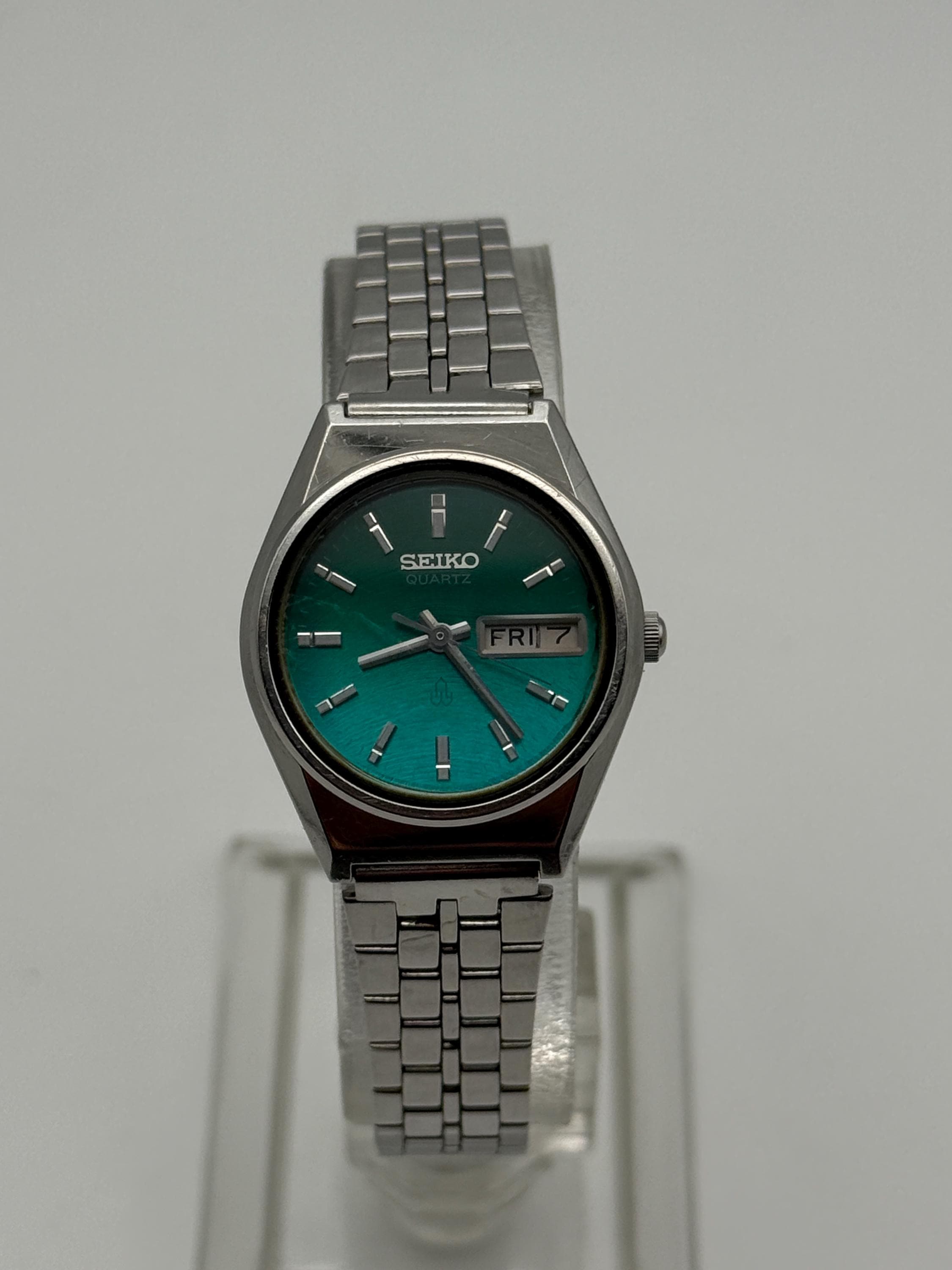 Vintage Seiko Quartz Ladies Watch 3423-0020 Turquoise Dial With