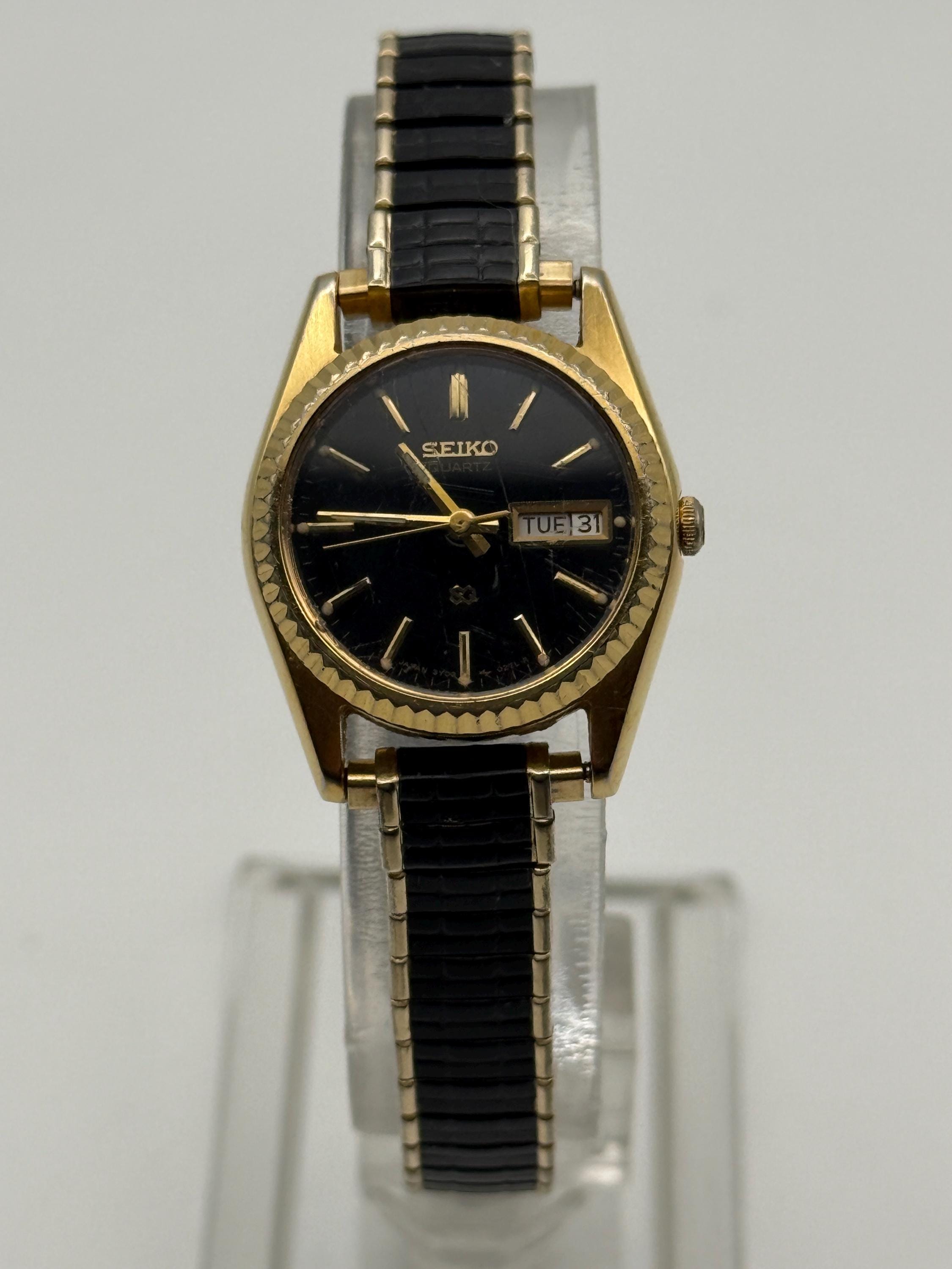 Women Seiko Gold Watch Black Face - Etsy