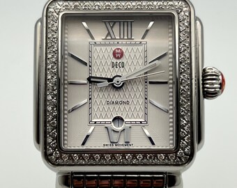 Vintage Michele "Signature Deco Diamond, Guilloché Dial" Watch - Rare Dial
